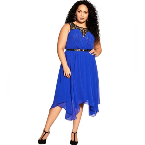 City Chic Sophisticate Dress In Cobalt Size 24